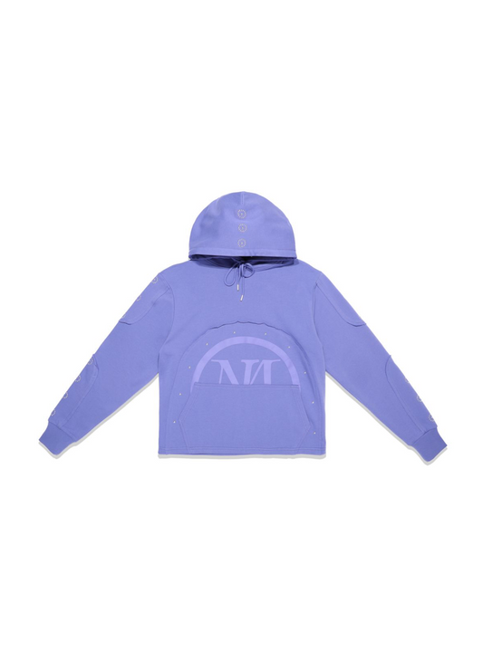 Panel Hoodie w/Rhinestones - Purple