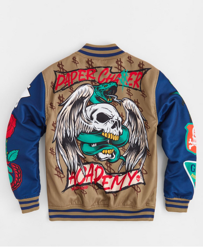 Paper Chaser Varsity Jacket - Brown