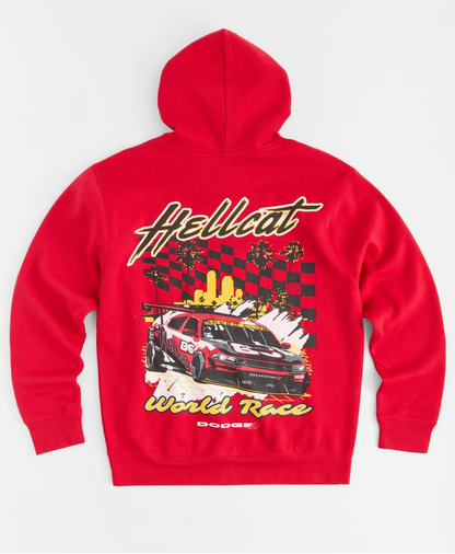 Dodge Hellcat Full Zip Hoodie - Red