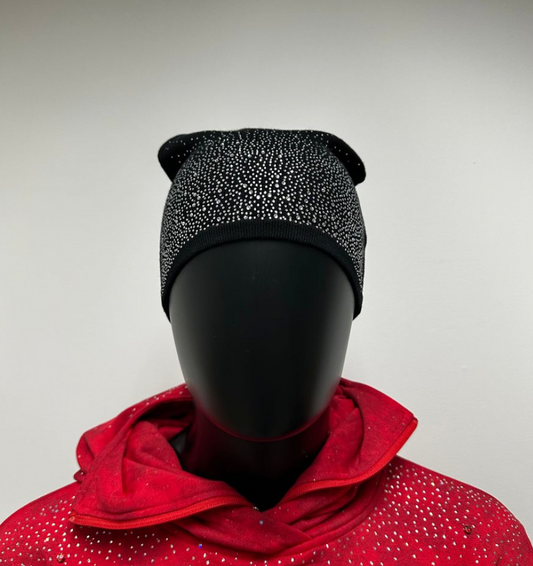 Rhinestone Beanie - Black