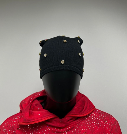 Beanie w/Jewels - Black