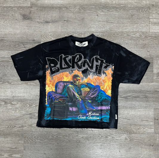 Burnt F-Terry Cropped Tee - Black