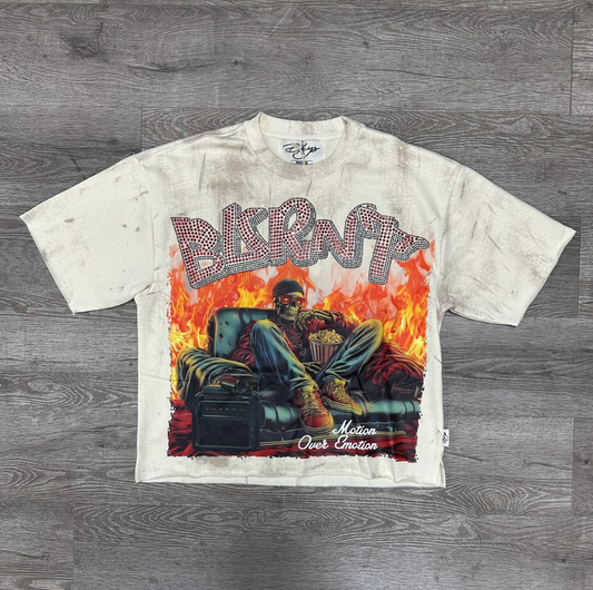 Burnt F-Terry Cropped Tee - Off White