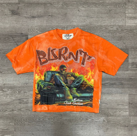 Burnt F-Terry Cropped Tee - Orange