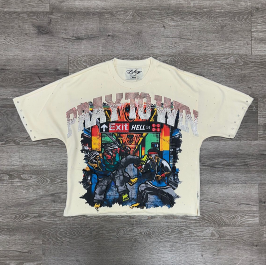 Pray To Win F-Terry Cropped Tee - Off-White