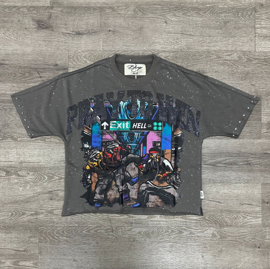 Pray To Win F-Terry Cropped Tee - Grey