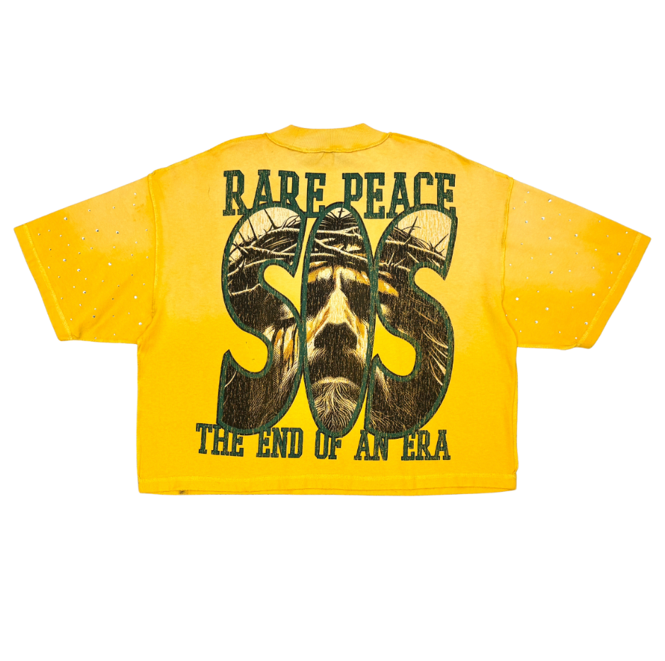 The Beginning Rhinestone Cropped Tee - Yellow