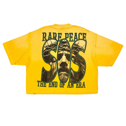 The Beginning Rhinestone Cropped Tee - Yellow