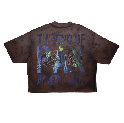 Bad Habit Rhinestone Cropped Tee - Brown