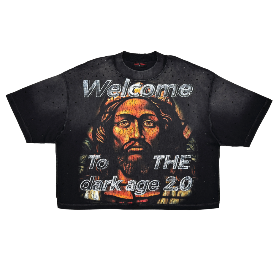 Dark age 2.0 Rhinestone Cropped Tee - Black