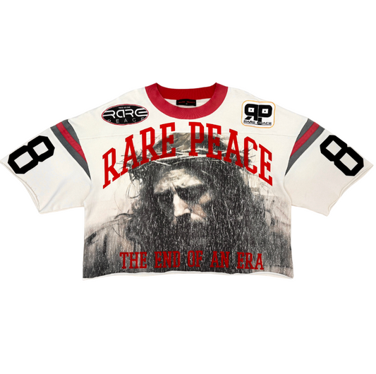 F-Terry Cropped Tee w/Patches - Ecru