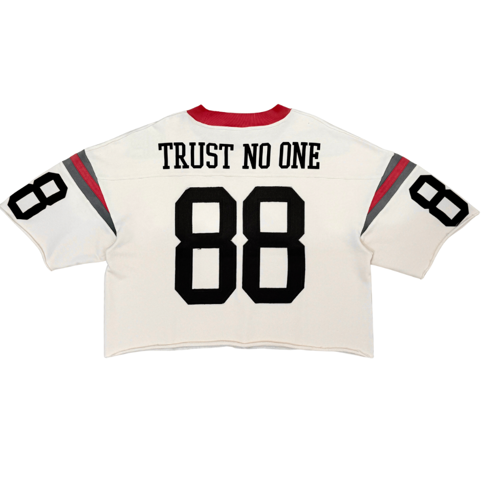 F-Terry Cropped Tee w/Patches - Ecru