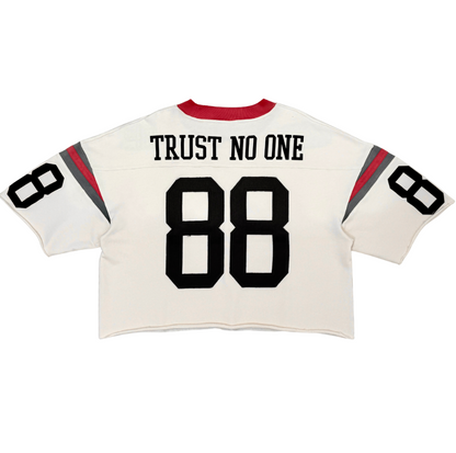 F-Terry Cropped Tee w/Patches - Ecru