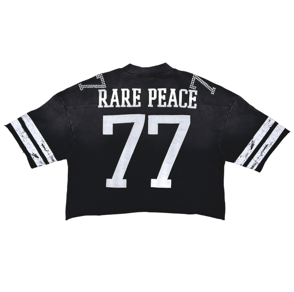 F-Terry Cropped Tee w/Rhinestone - Black