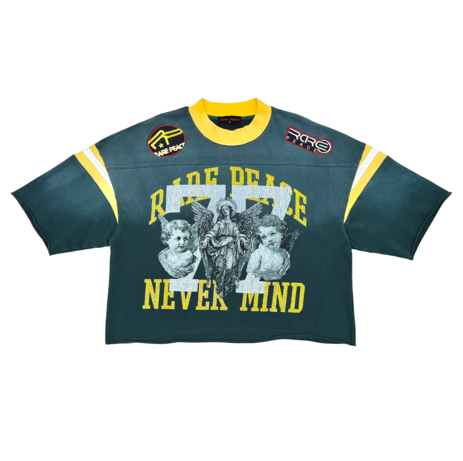 F-Terry Cropped Tee w/Rhinestone - Wash Green