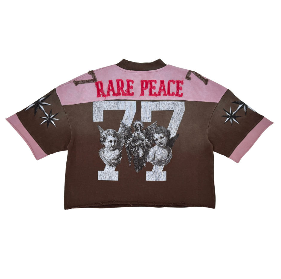 F-Terry Cropped Tee w/Rhinestone - Wash Brown