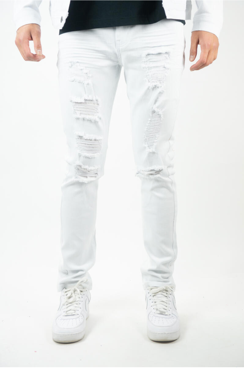 Rip and Repaired Skinny Jeans - White