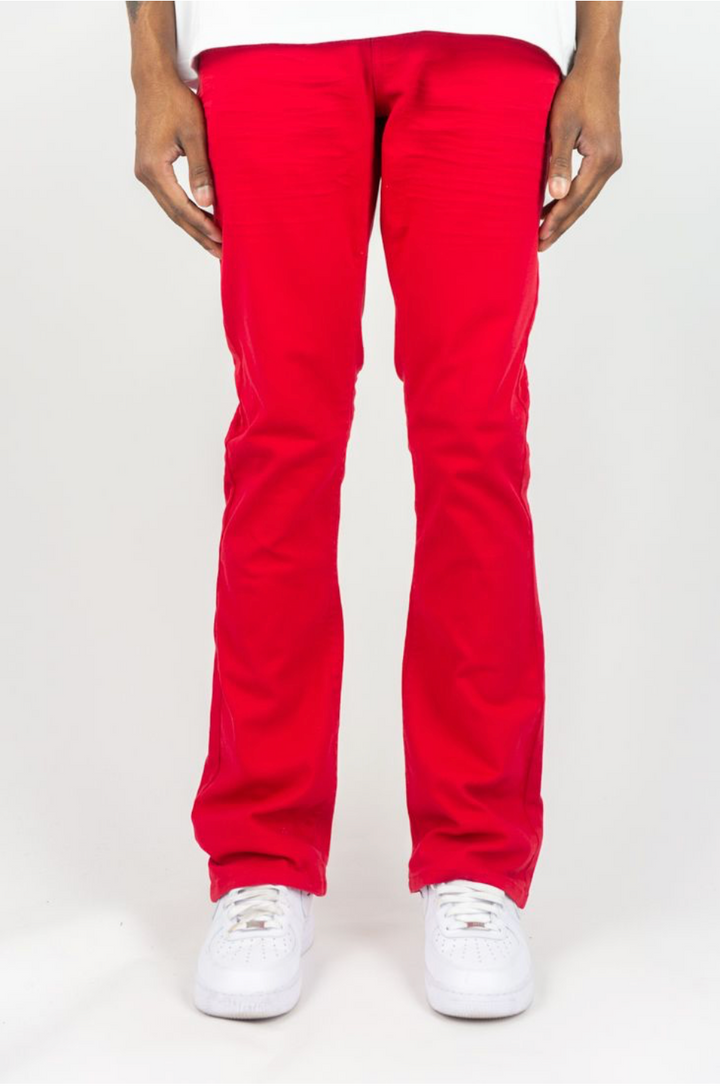 Stacked Twill Jeans - Red