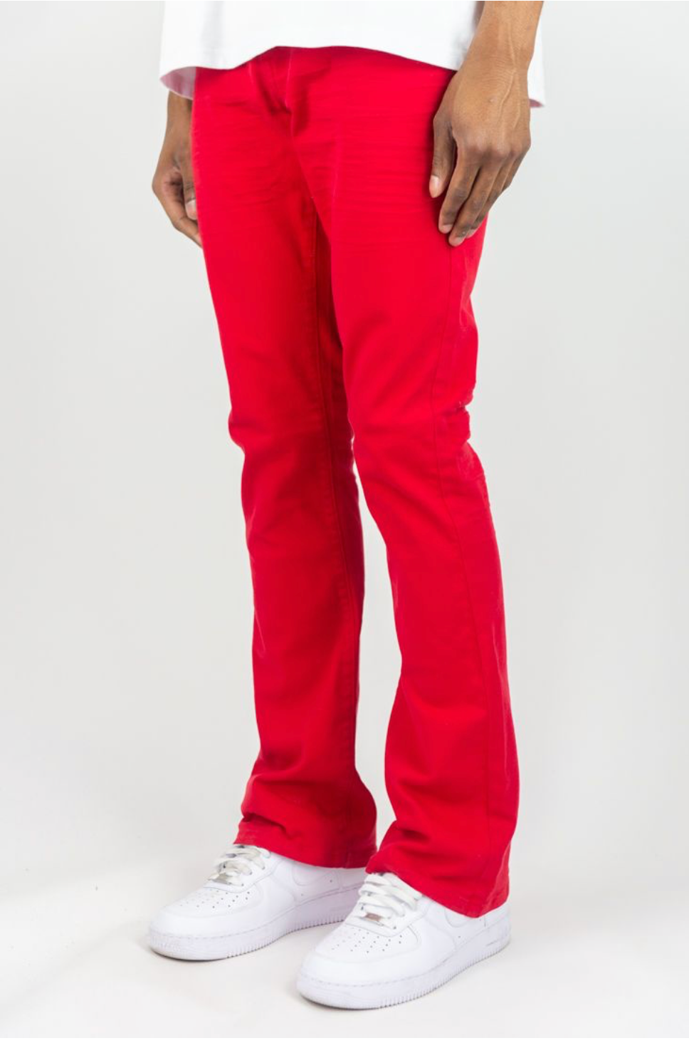 Stacked Twill Jeans - Red
