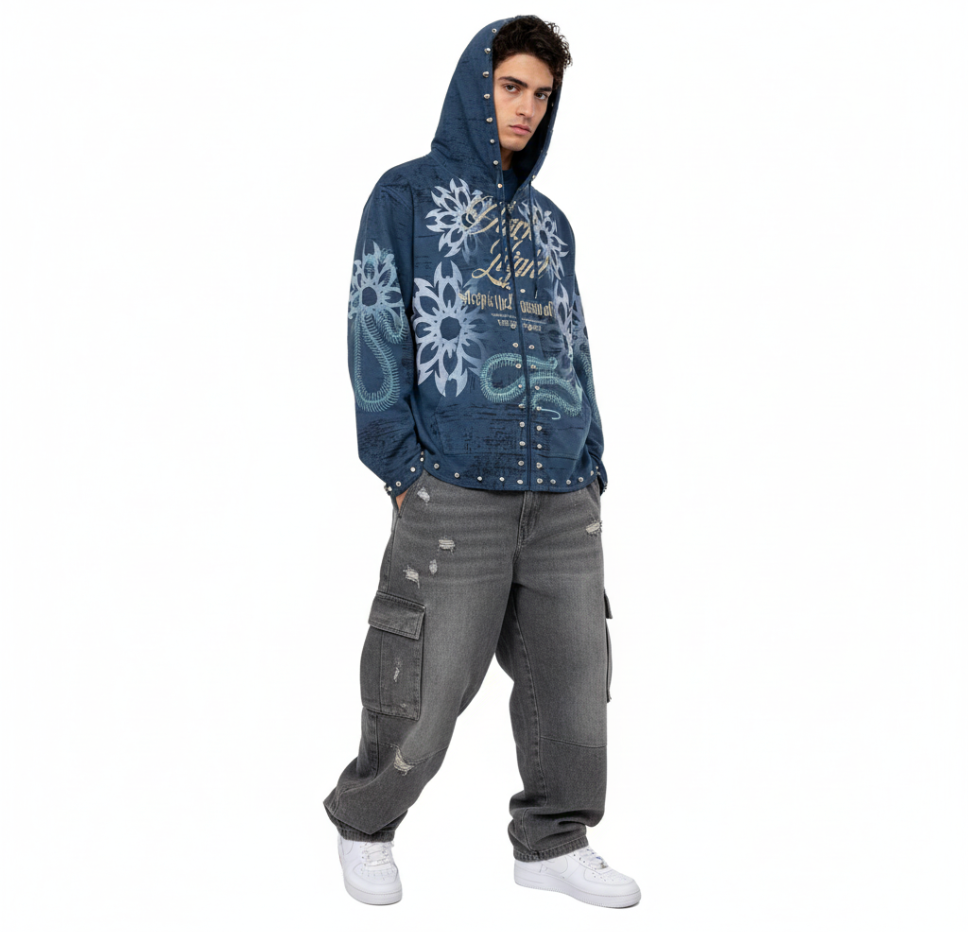 Dissorder Dark Light Zip Up - Blue