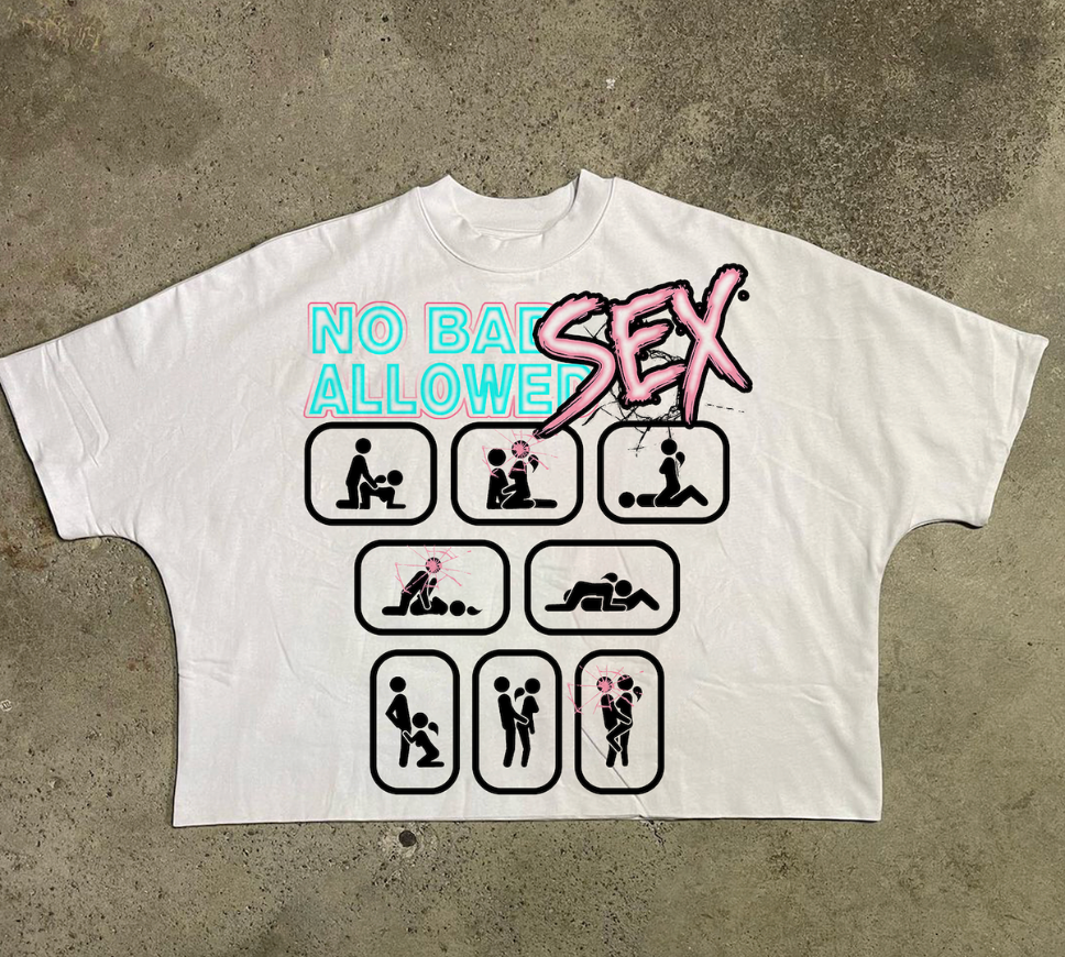 No Bad Sex Cropped Tee - White/Pink