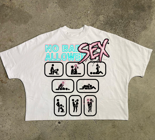 No Bad Sex Cropped Tee - White/Pink
