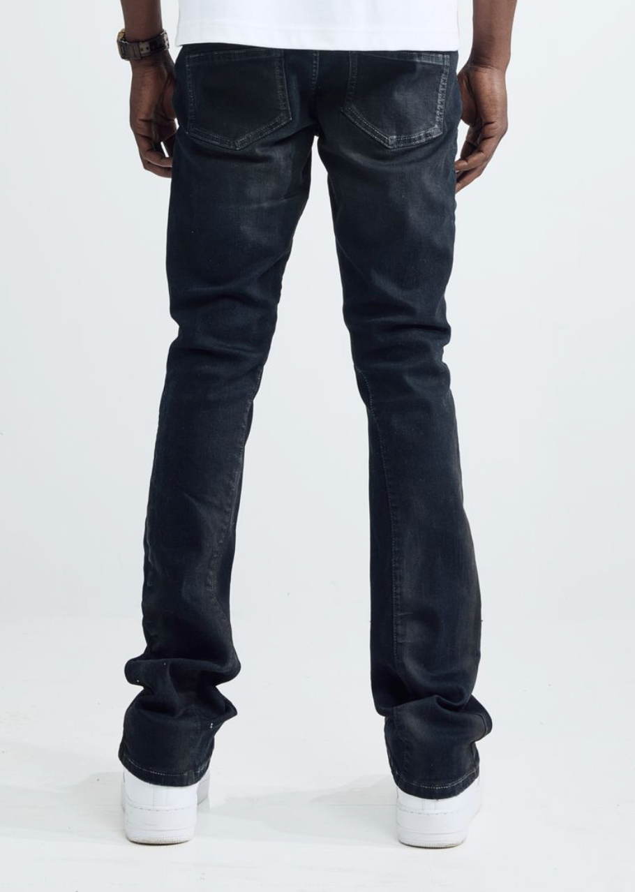 Wash Denim Stacked Jeans  - Indigo