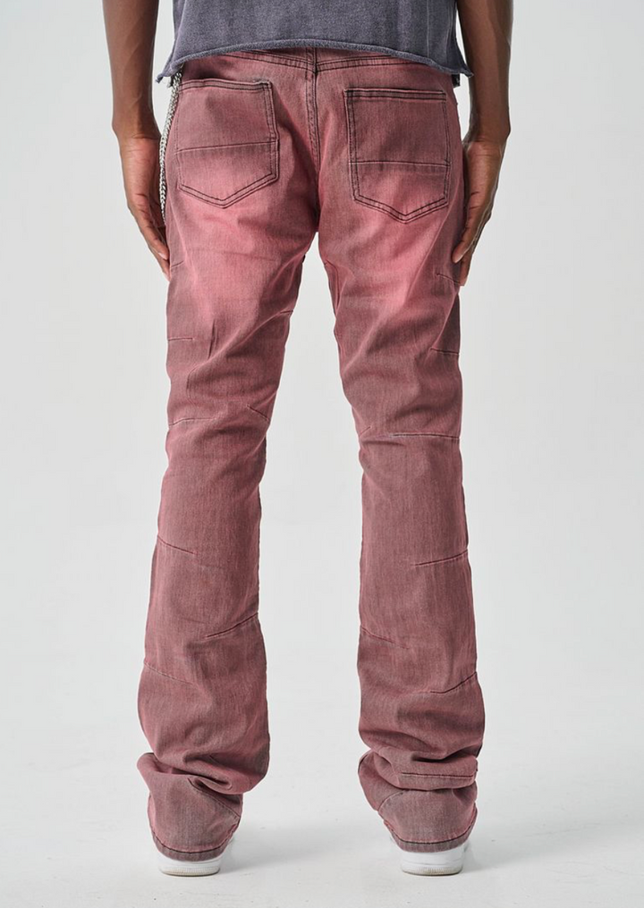 Stacked Denim Jeans - Wash Red