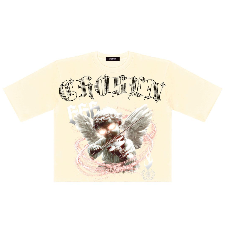 Chosen Rhinestone Cropped Tee - Cream