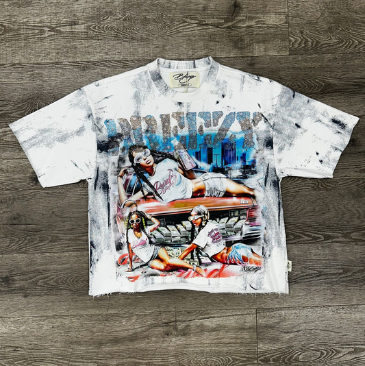 Breezy Rhinestone Cropped Tee - White