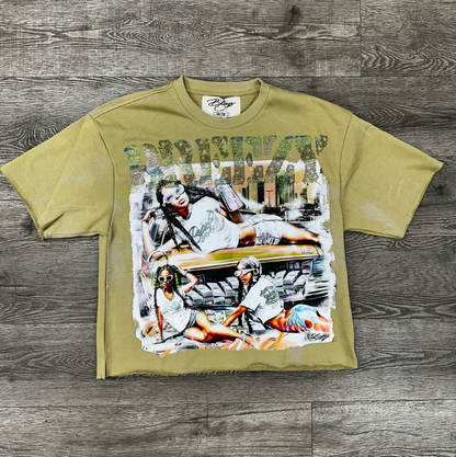 Breezy Rhinestone Cropped Tee - Green