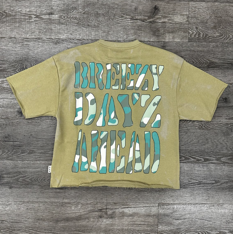 Breezy Rhinestone Cropped Tee - Green