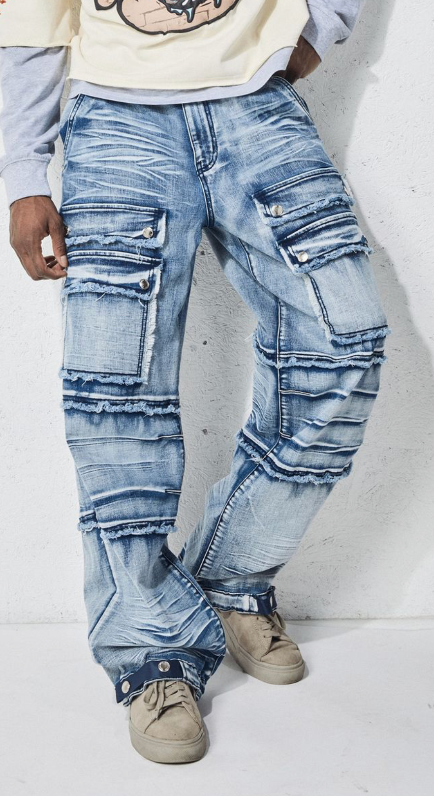 Baggy Cargo Jeans - Blue