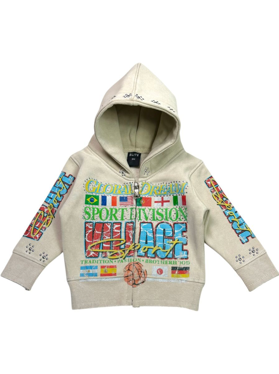 Global Dream Kids Zip Up - Cream