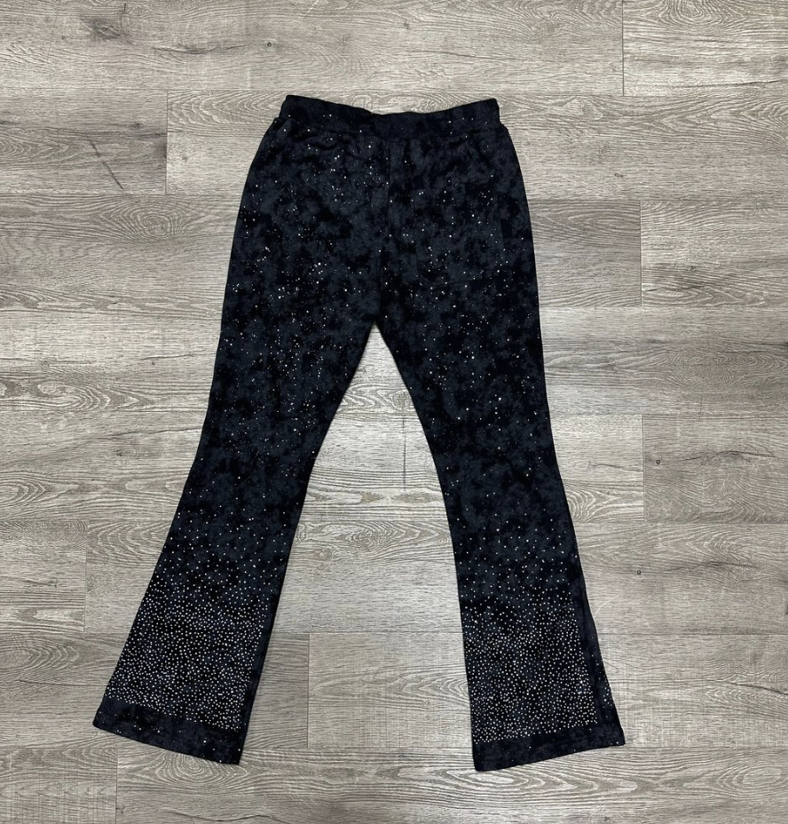 Rhinestone Stacked Sweats - Black