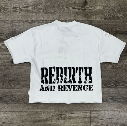 Rebirth Rhinestone Cropped Tee - White