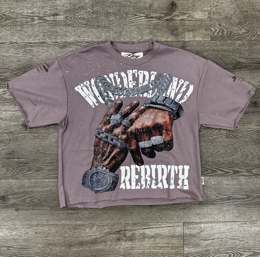 Rebirth Rhinestone Cropped Tee - Purple