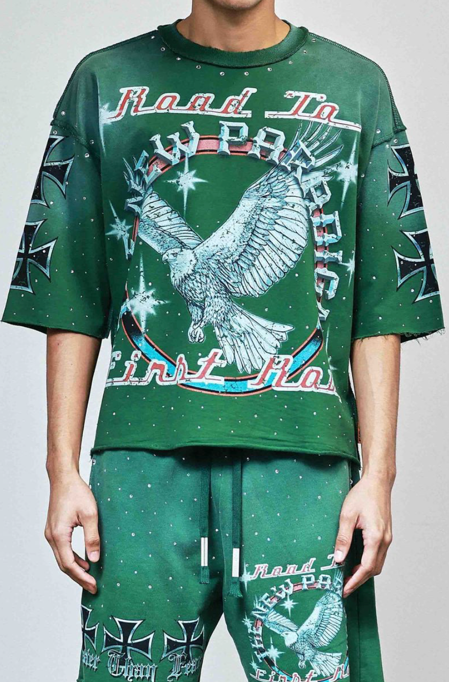 First Row Paradigm Cropped Tee - Green