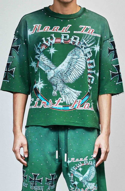 First Row Paradigm Cropped Tee - Green