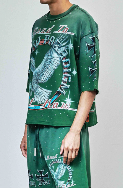 First Row Paradigm Cropped Tee - Green