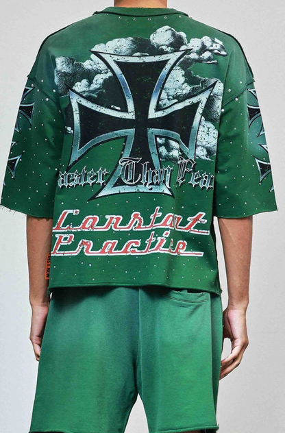 First Row Paradigm Cropped Tee - Green