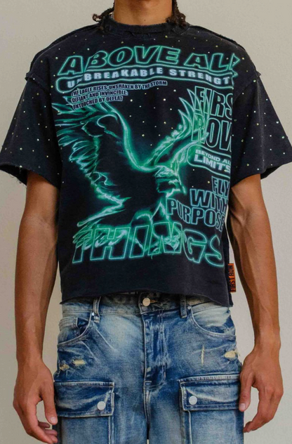 First Row First Flight Cropped Tee - Black