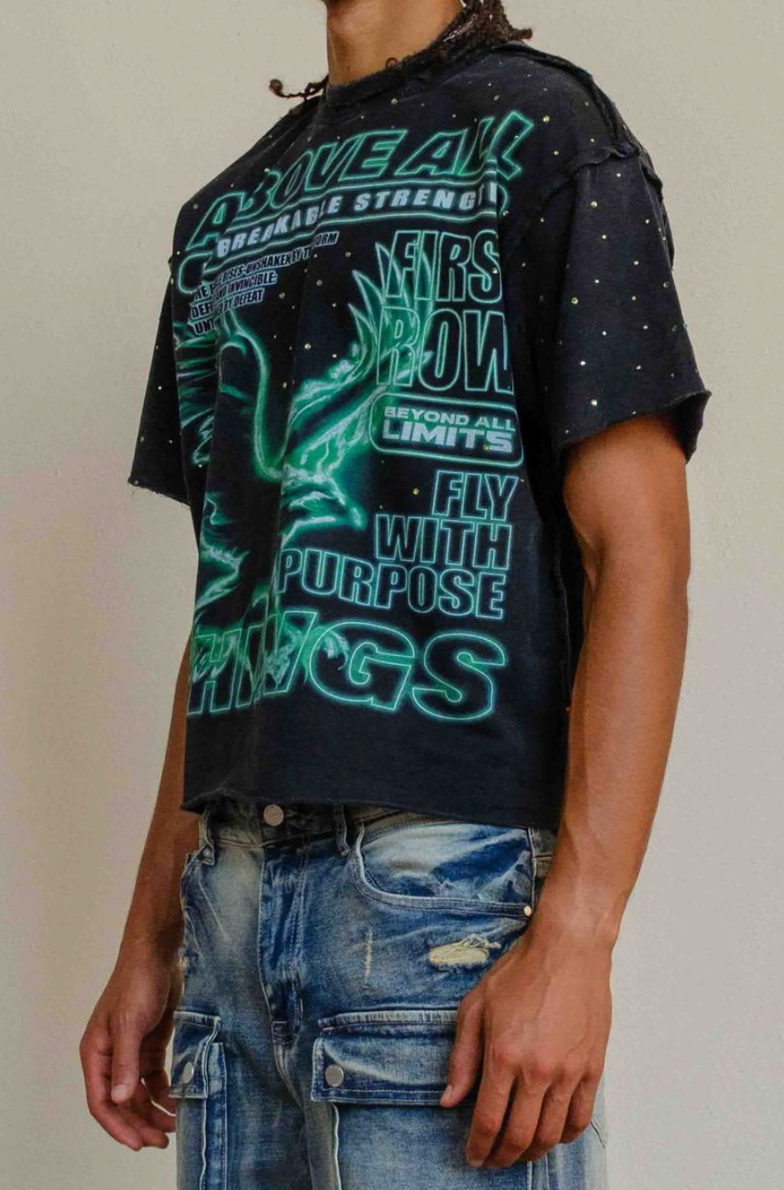 First Row First Flight Cropped Tee - Black