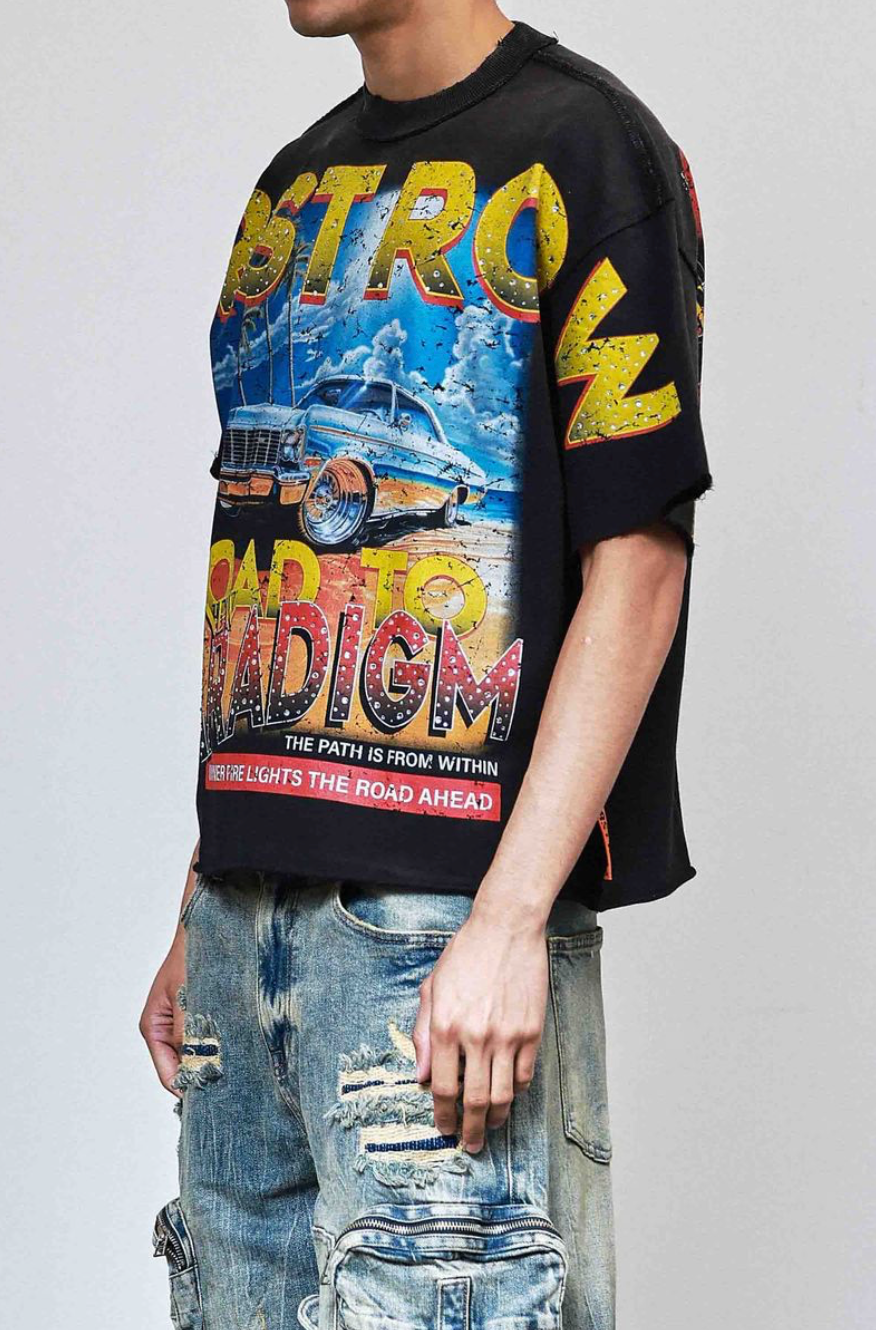 First Row Driving High Cropped Tee - Black