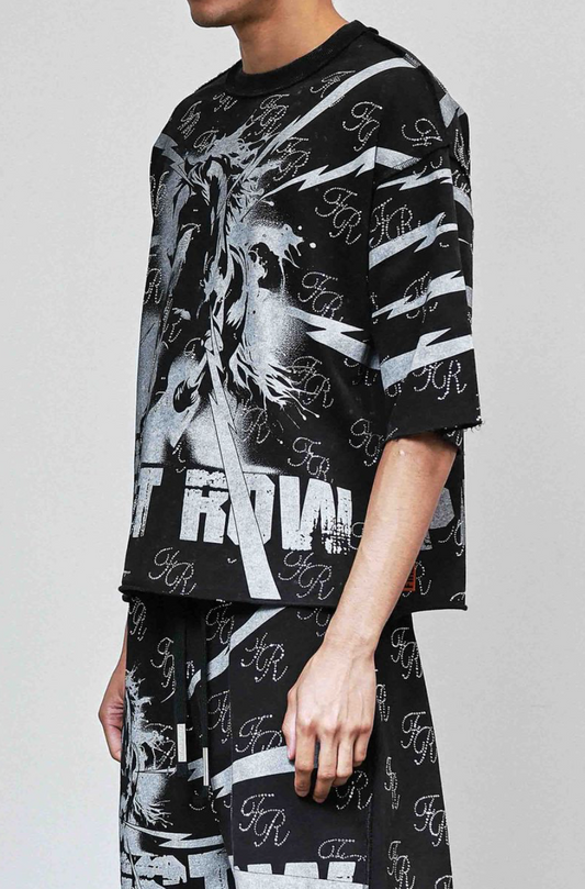 First Row Stallion Cropped Tee - Black