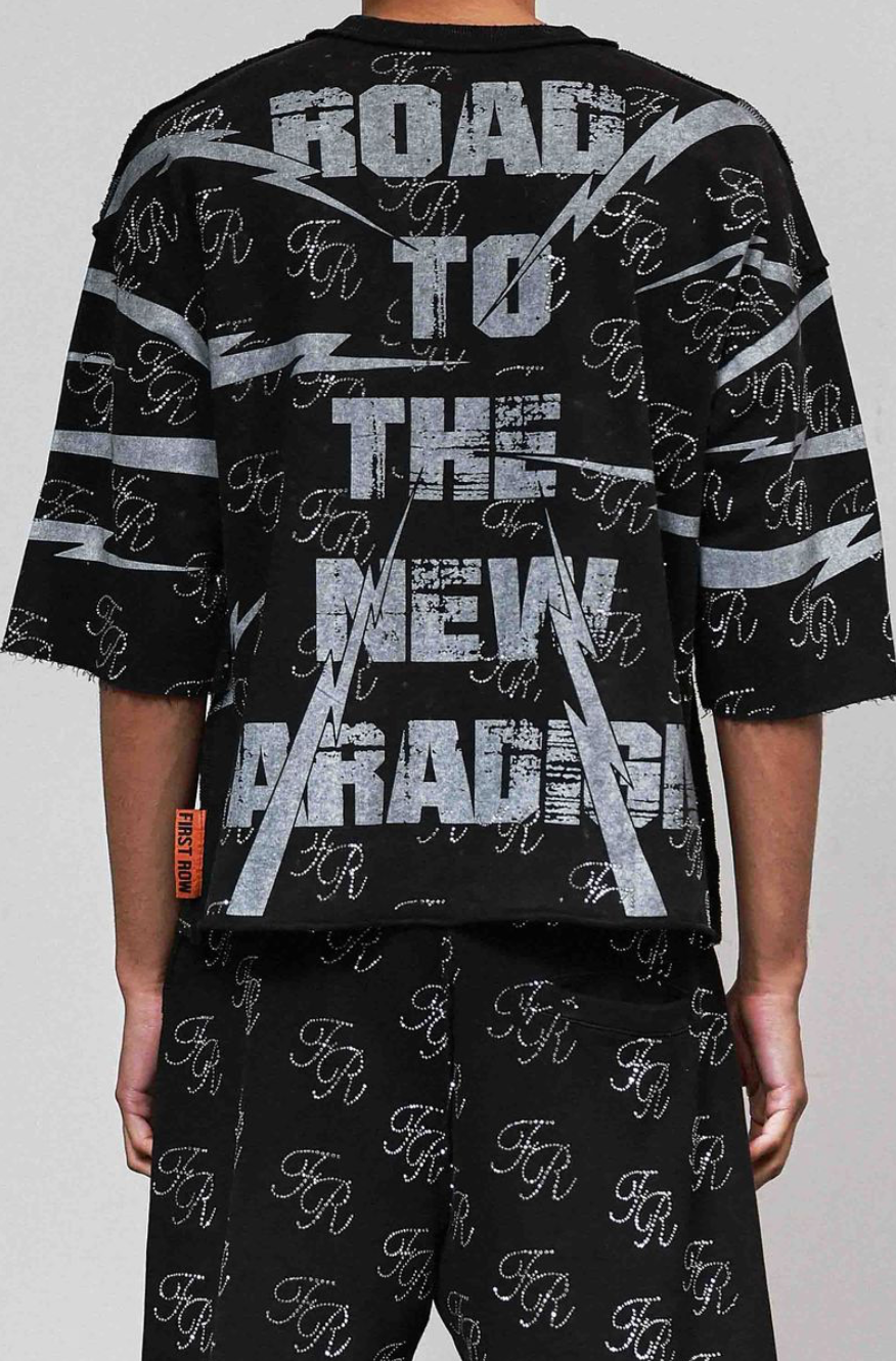 First Row Stallion Cropped Tee - Black