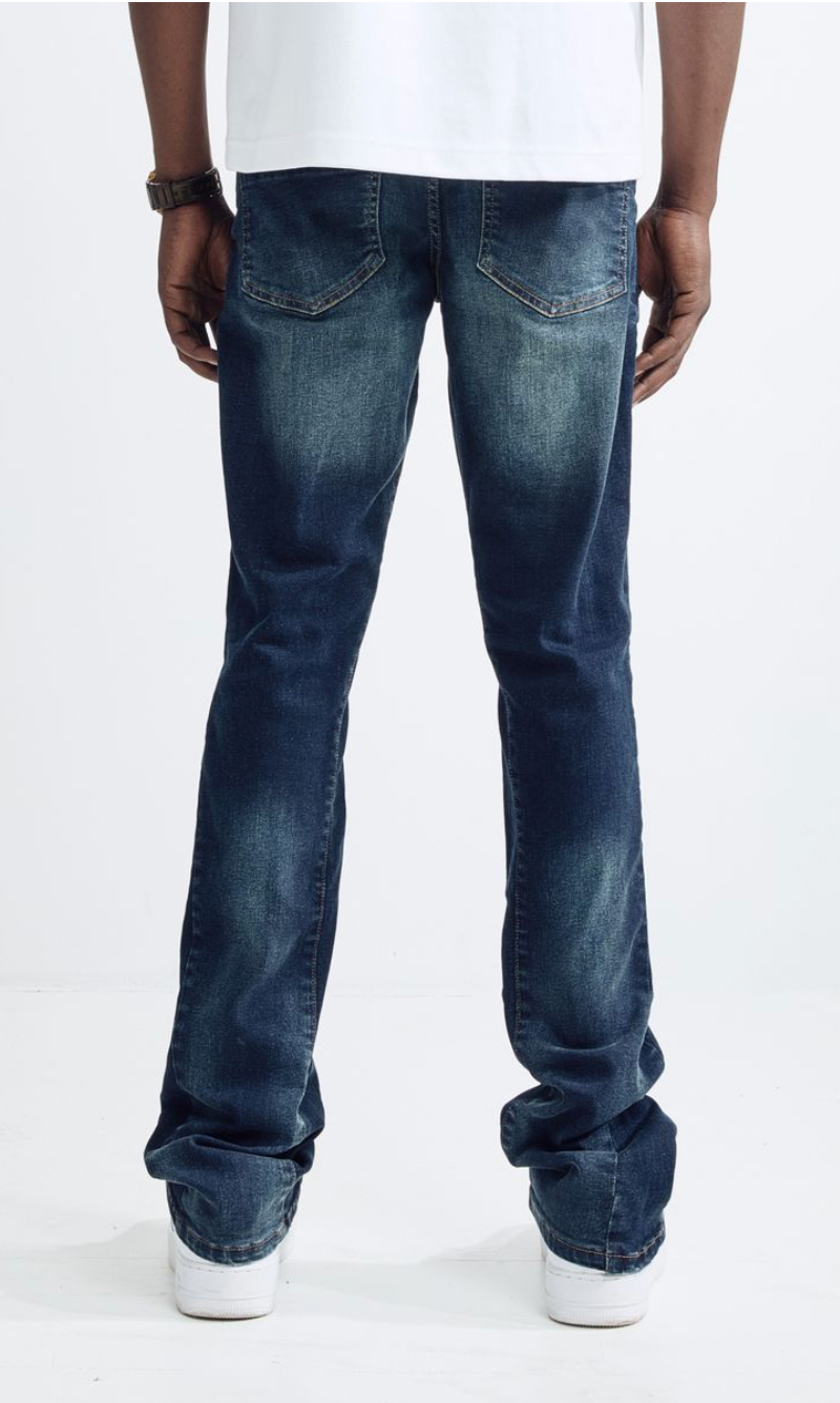 Basic Stacked Denim Jeans - Blue