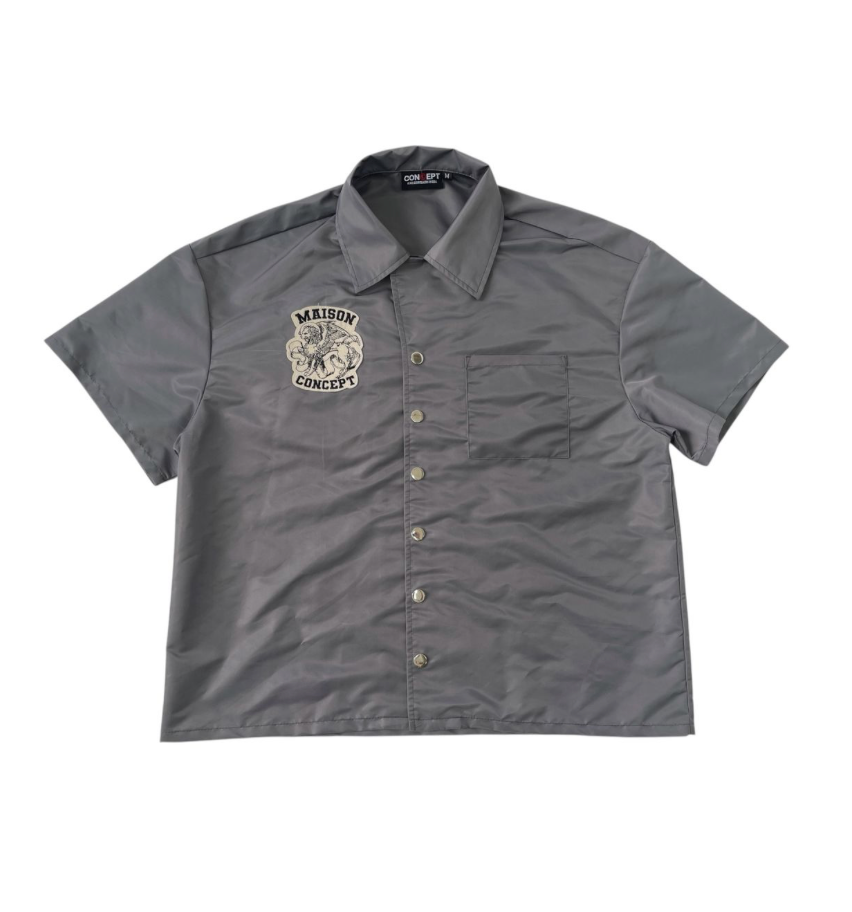 Maison Cropped Button Up - Grey