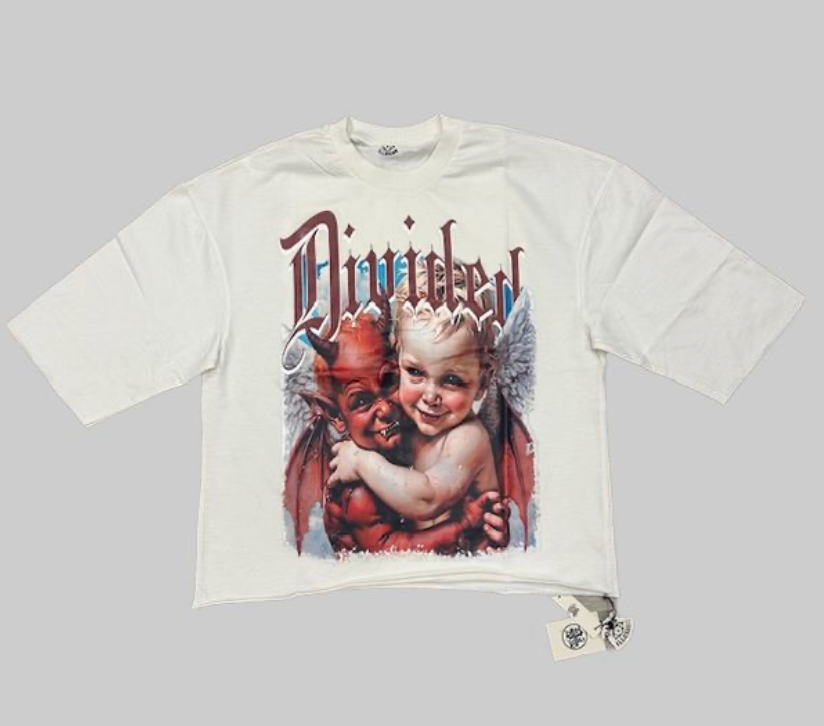 Divided Cropped Tee - Cream