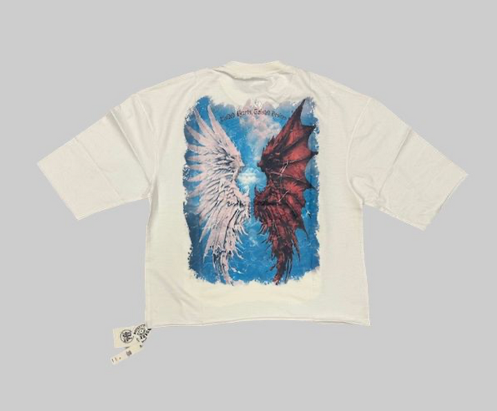 Divided Cropped Tee - Cream